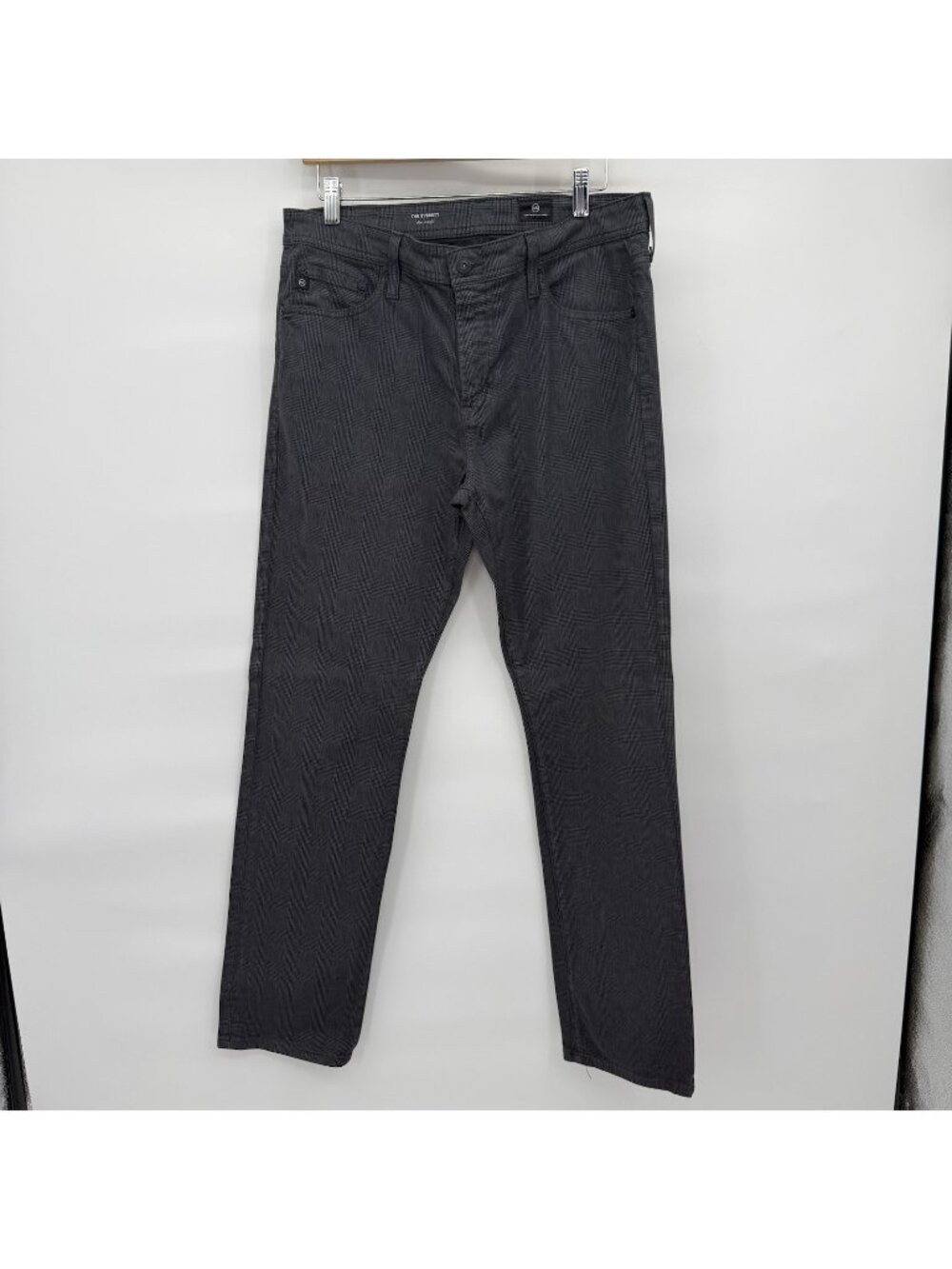 AG Adriano Goldschmied Pants Mens 33x32 Gray Plaid Everett Slim Straight Stretch